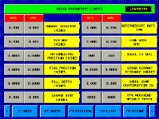 This is the Grind Parameter Limits custom screen.  Enter grind process limits data in the fields aside the function description.